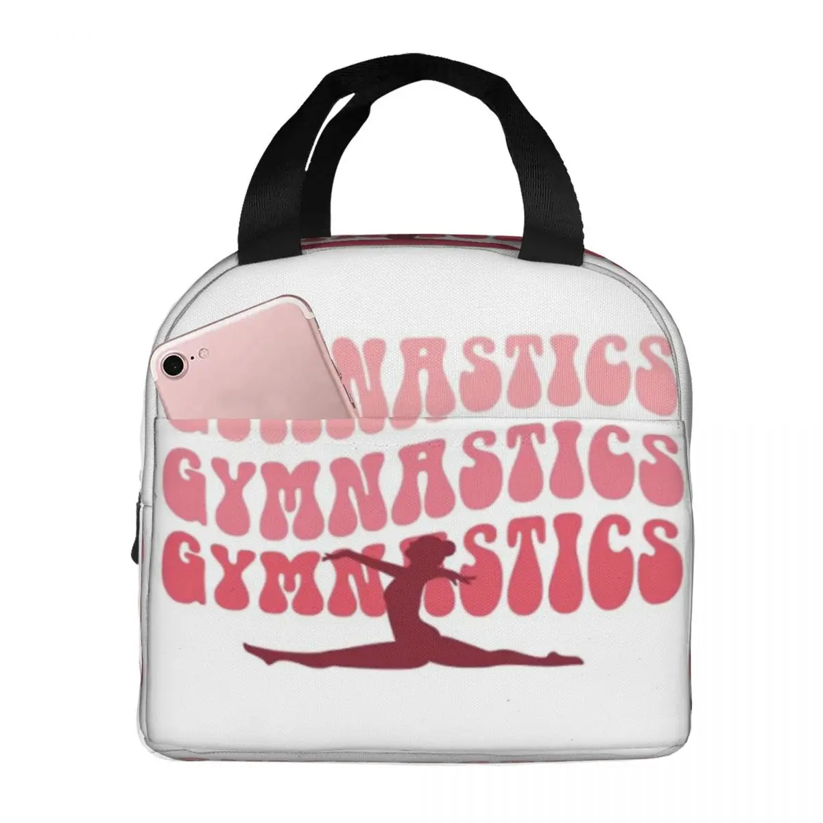 Bolsa de almuerzo con aislamiento de silueta de gimnasia rítmica elegante para mujer, refrigerador de oficina, caja térmica para comida, contenedor de loncheras