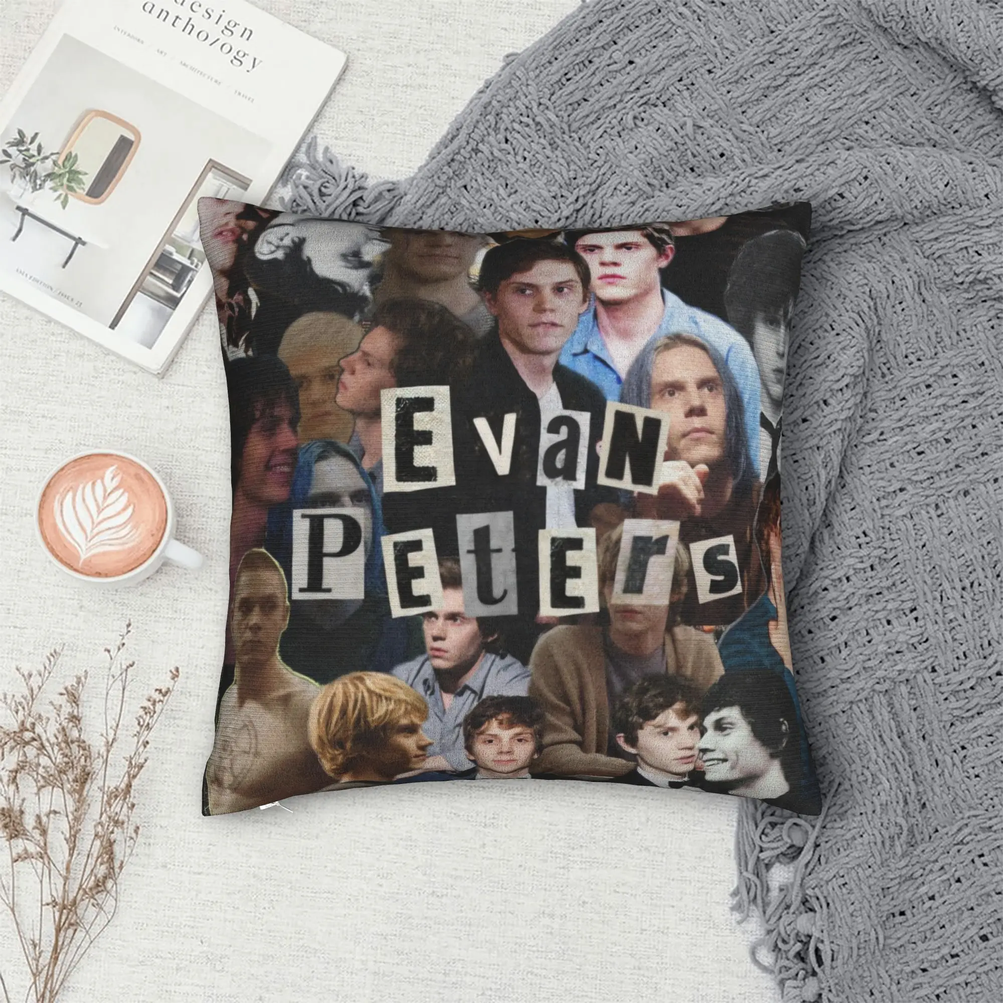 Iconic Evan Peters Name Collage Pillow Case  Graphic Pillow Cover Novelty Pillowcases For Sofa Home Decoration