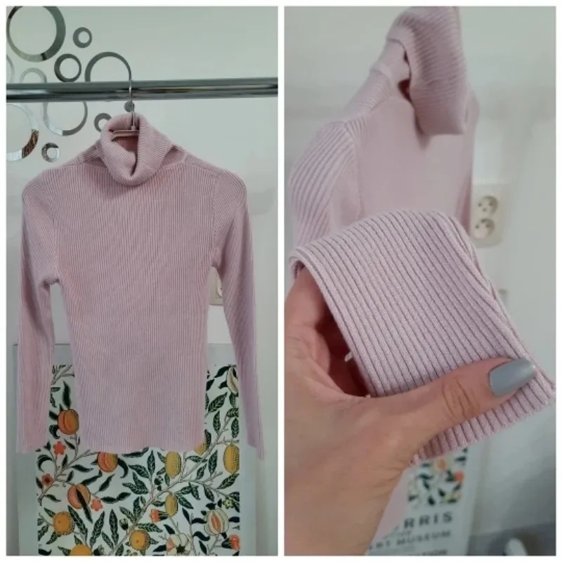 Bornladies Basic Rollkragenpullover für Damen, Herbst-Winter-Oberteile, schmaler Damen-Pullover, gestrickter Pullover, weicher, warmer Pullover. – Detail 8