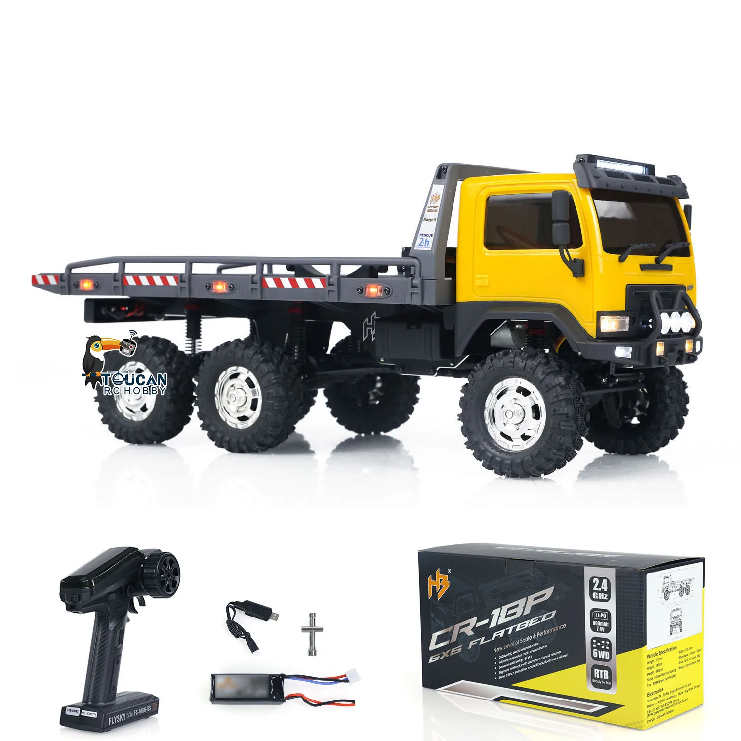 HB RTR 6x6 Flatbed Trailer 6WD RC Crawler 1/18 Off-Road Car Truck 2-Speed Lights CR18P Assembled Painted Mini RC Toys Model