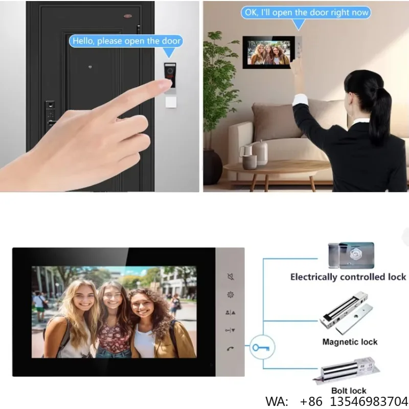 7 Color Video Door Phone Intercom System Rainproof Outdoor Unit Visual Home Door Phone System With Video