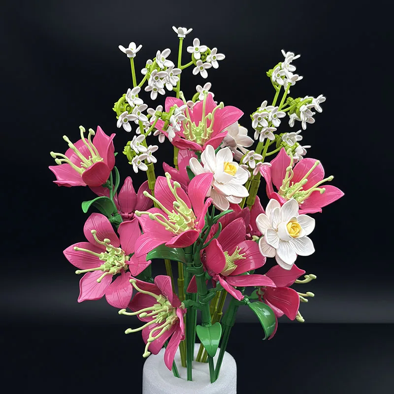 Grand bouquet de lys roses en briques