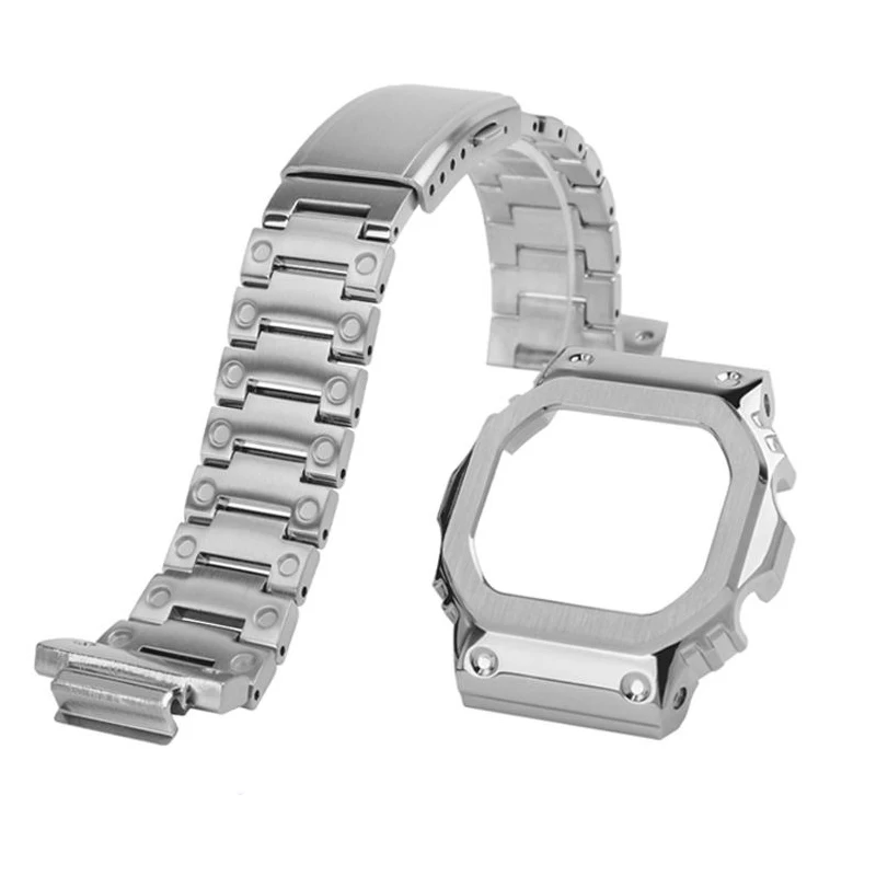 For G-SHOCK Casio Watchband Bezel Set GM-5600 DW5600/5610 GW-B5600 GW-M5610 Modified Metal Stainless Steel Watch Strap Case