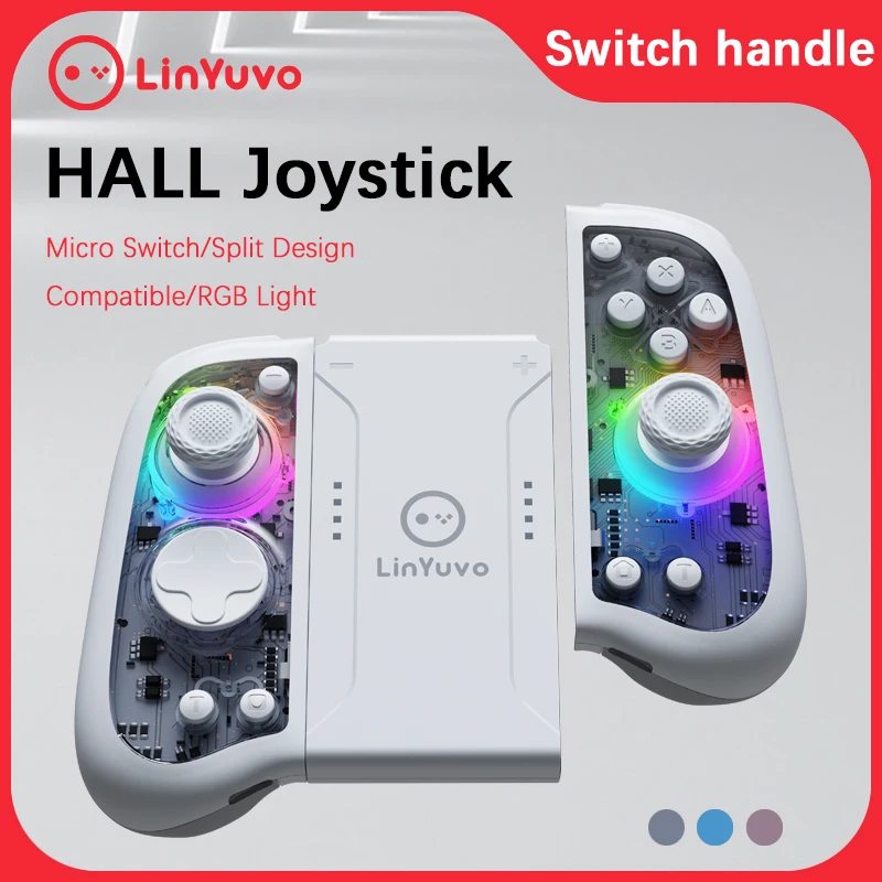LinYuvo KS51 Joycon для Nintendo Switch/OLED с эффектом Холла Портативный разделенный беспроводной контроллер Macro 7 цветов RGB GamePad
