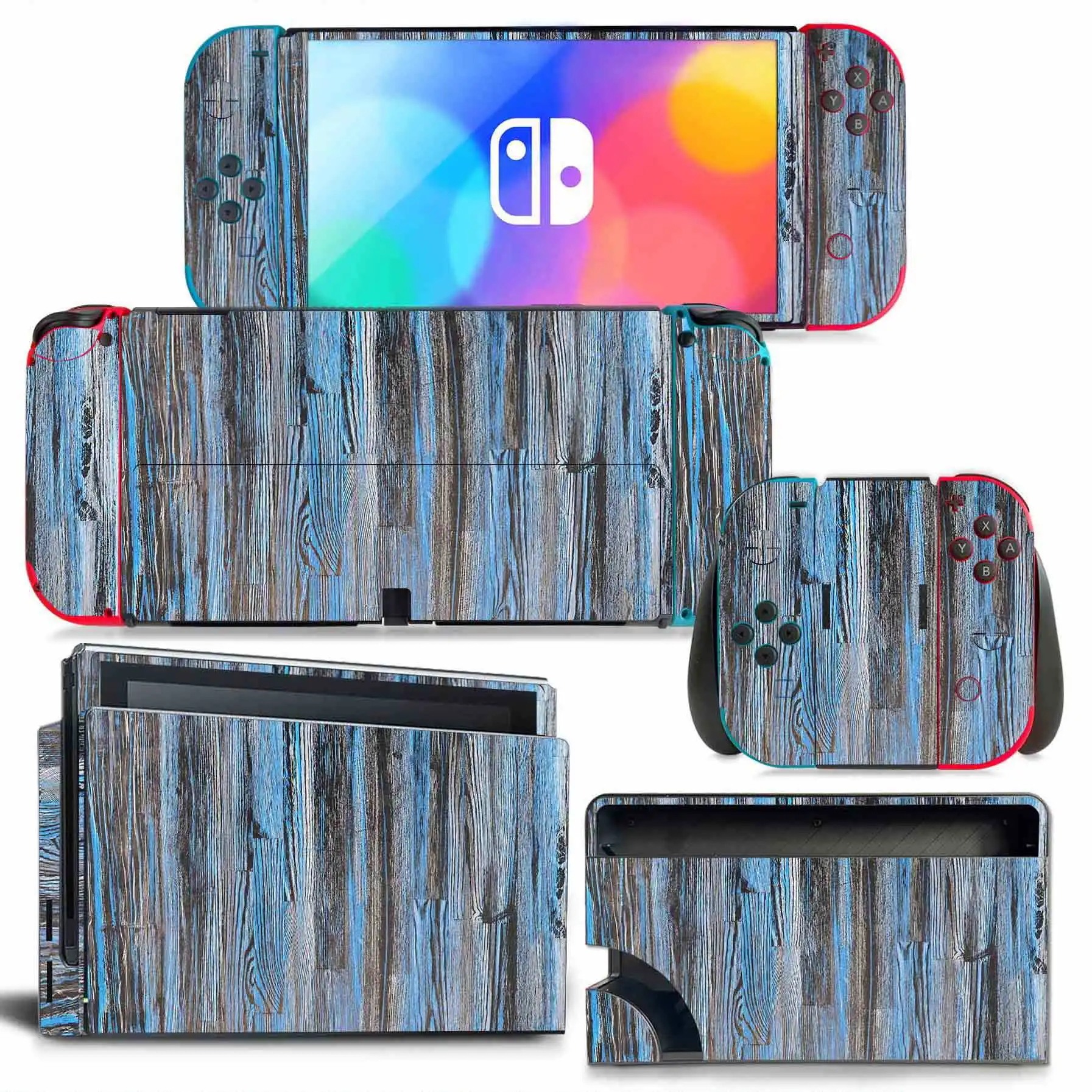 For Nintendo Switch OLED Wood Grain Skin Sticker Vinyl Decal Wrap for Console and Joy-Con