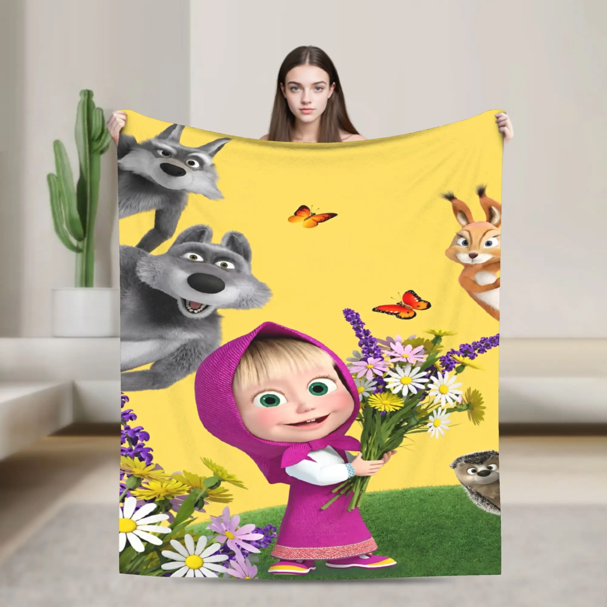 M-Mashas and B-Bears Wild Friends Blanket  Soft Warm Street Trend Plush Throw Blanket For Bedroom Flannel Bedspread Bed Cover