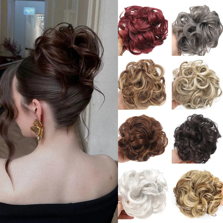 Synthetic Messy Hair Sideburns Scrunchie Hair Sideburns Donut Hair Sideburns Scrunchie Ponytail Hair Accessories Christmas