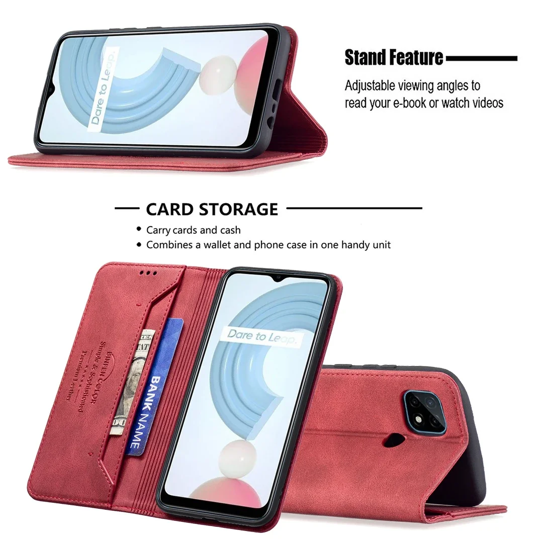 Dark Magnetic Leather Case Anti-fall Flip Wallet Phone Case For OPPO A96 A94 A57 A96 REALME 9i /RENO7Z/5F/5z 5G/4G FIND X5 PRO