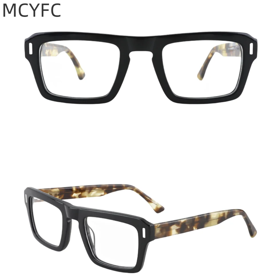 

MCYFC Square Eyeglasses for Men High Quality Hand Made Acetate Material Glasses Frame for Women Tortoise Vintage Glasses Frames