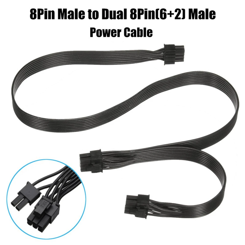 

60cm 18AWG 8 Pin Male to Dual 8Pin(6+2) Male PCI-E Video Graphics Card Power Cable GPU Power Extension Cable Cord