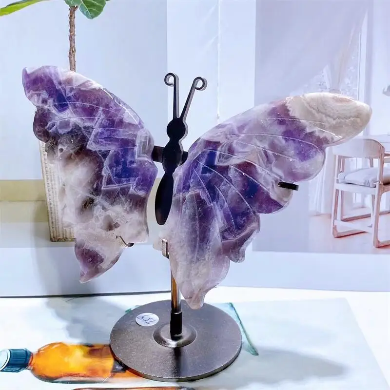 Natural Dream Amethyst Butterfly Wing Carving Quartz Healing Crafts Gift Room Decor Home Decoration Birthday Gift 1pair