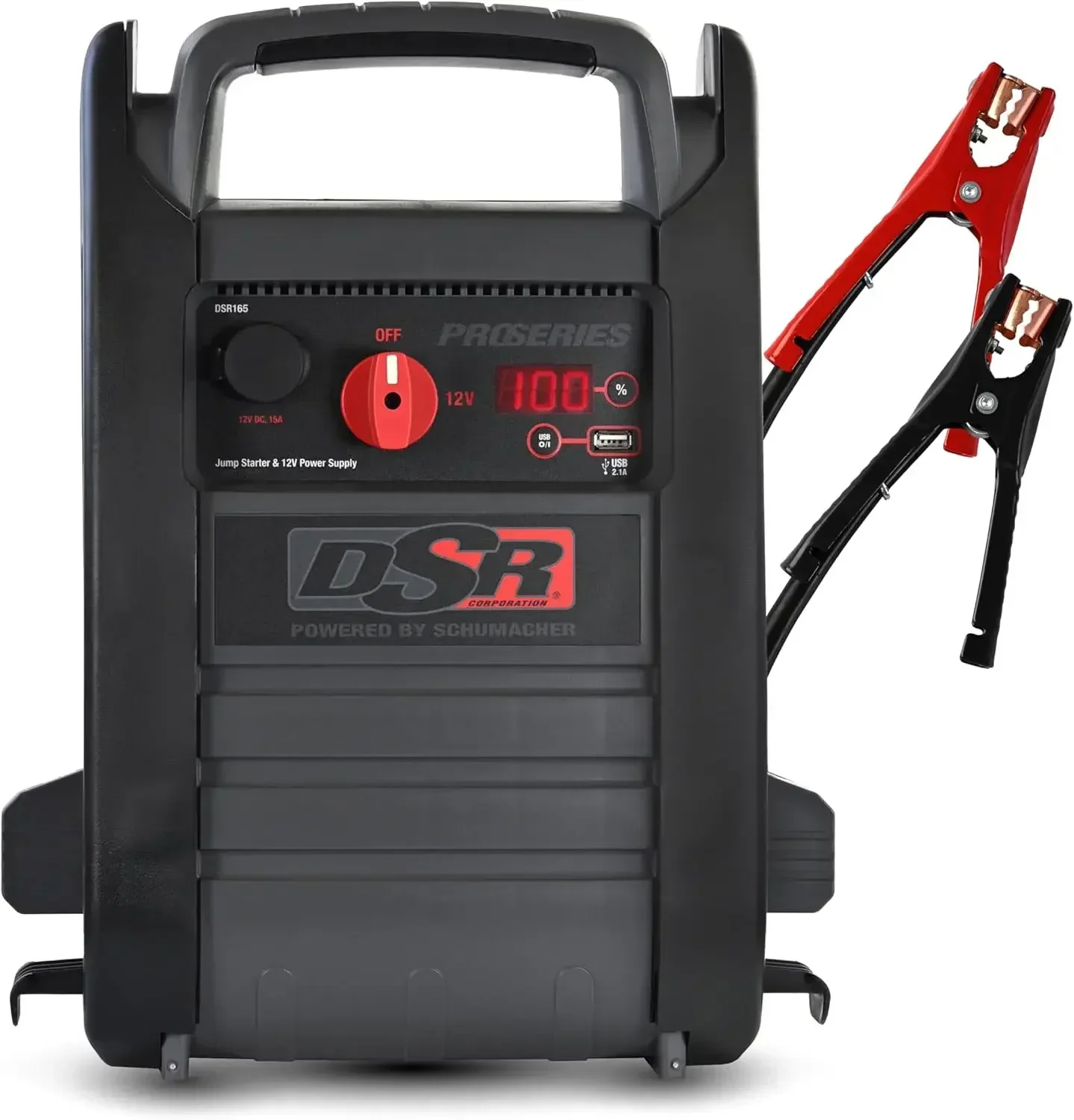 Car Battery Jump Starter Portable Power Station 12V 2200 Peak Amp Heavy Duty Clamps Digital Display