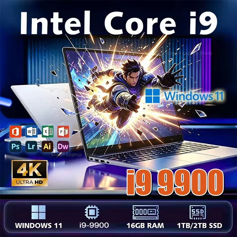 2026 14.1" Portable Windows 11 Laptop Intel Core i9-9900 Computer 4K Screen 16GB RAM 1TB 2TB SSD Gaming laptops