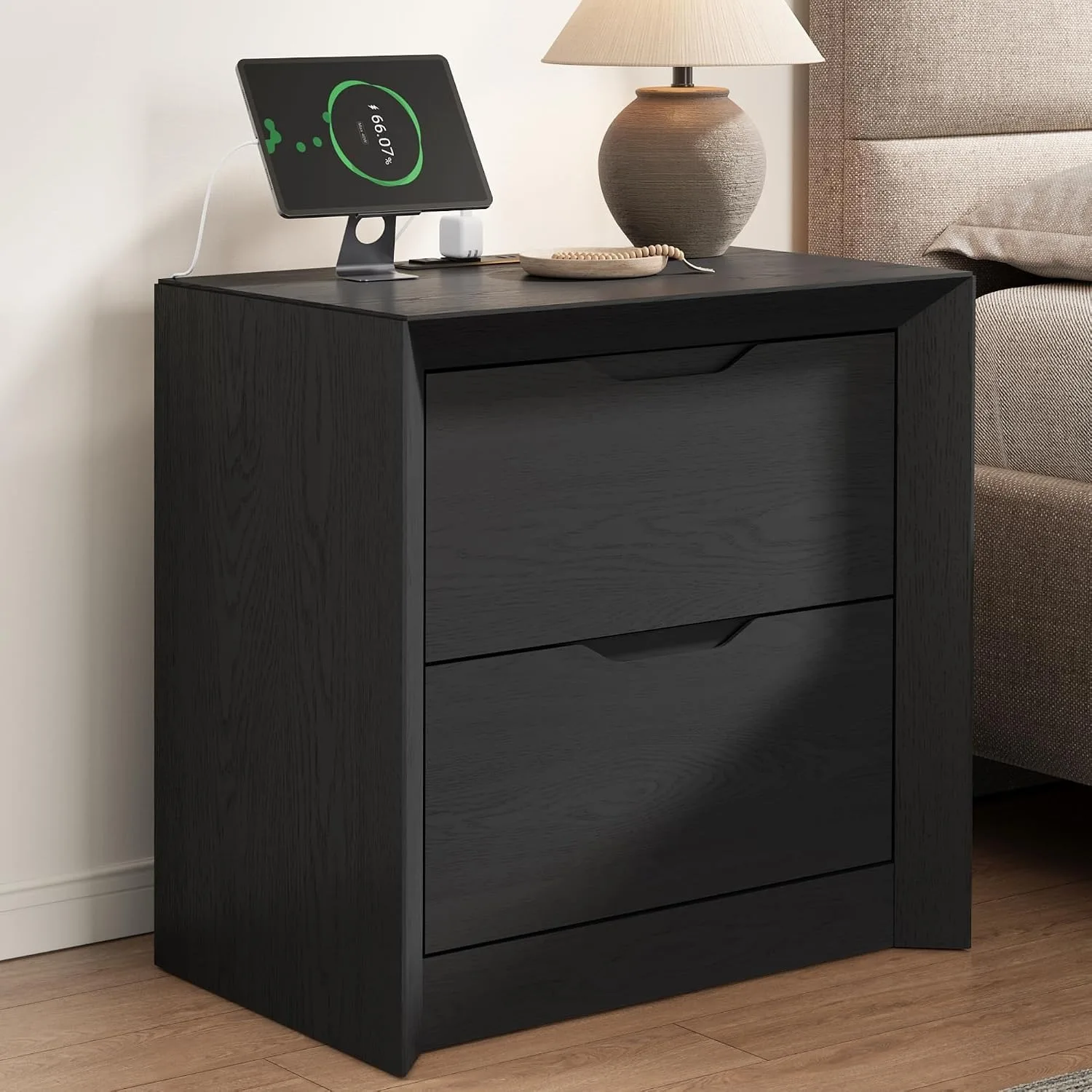 Nightstand with Charging Station, 23.6