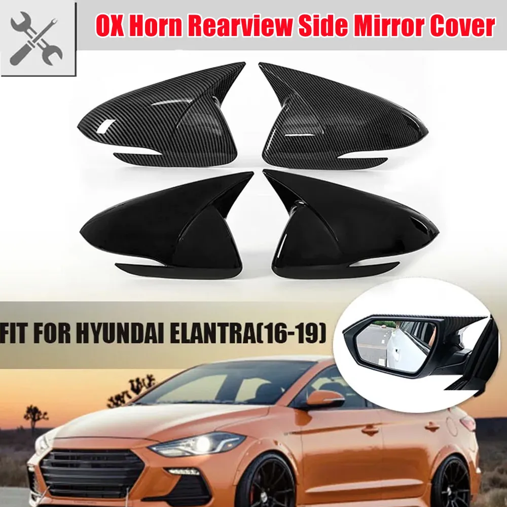 For Hyundai Elantra Avante AD 2016-2020 Car Rearview Side Horn Style Mirror Cover Wing Cap Exterior Door Housing Shell Trim