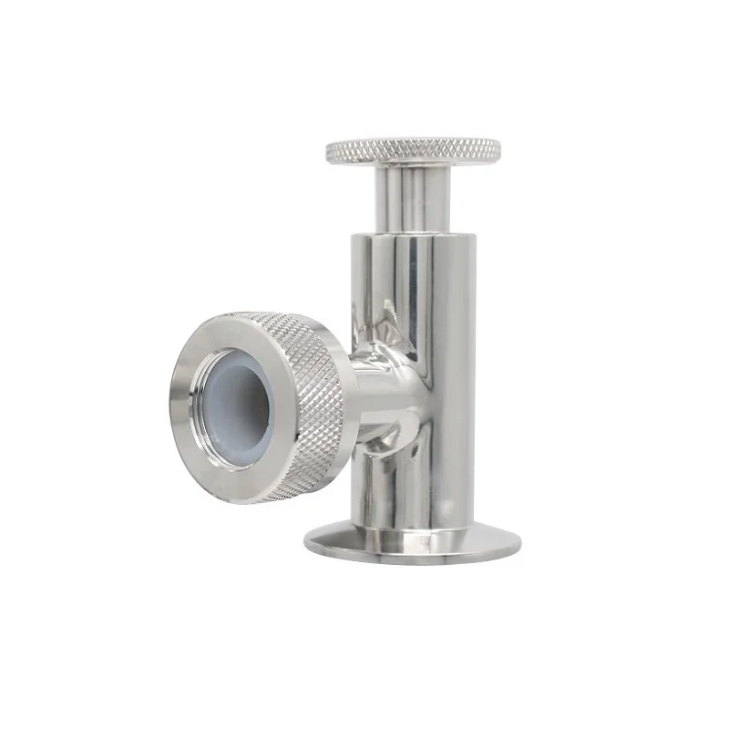 Stainless Steel Quick-loading Liquid Level Gauge Angle Valve Mirror Polished Sanitary Glass Tube with Sampling Valve