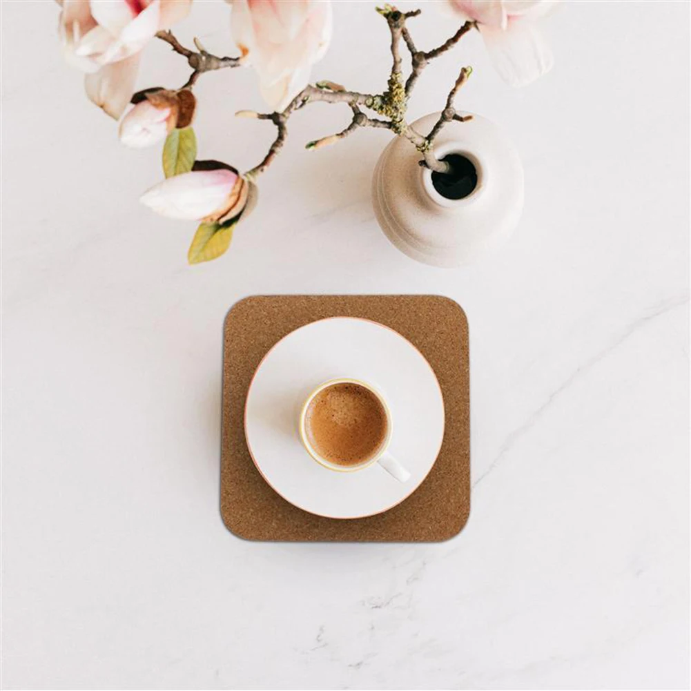 Natural Cork Square Coaster Set 10pcs for Home Bar Counter DIY Projects and Heat Resistant Drink Mat Applications