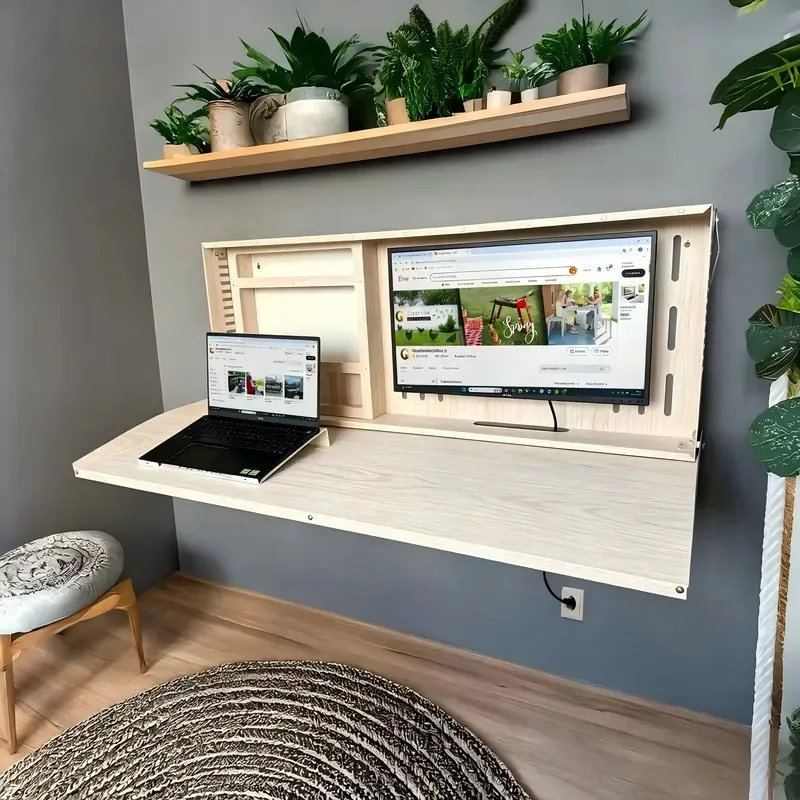 Laptop Workstation Space Saving Murphy Home Office Table OEM
