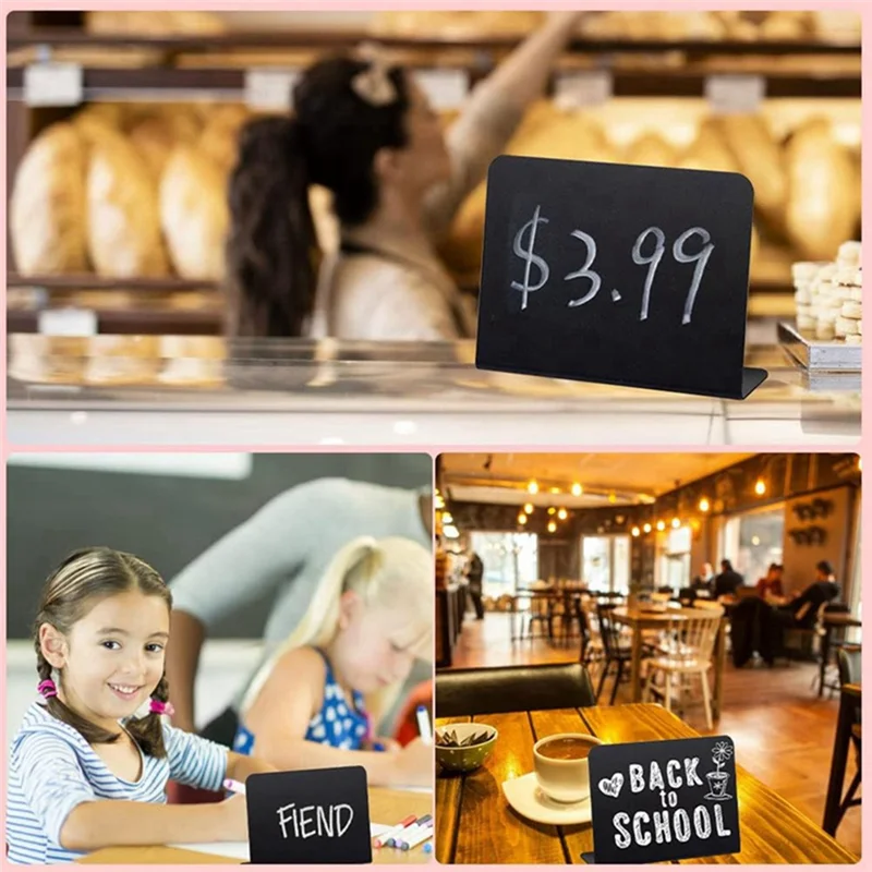 20 Pack Mini Chalkboard Signs Plastic For Chalk Sign For Food - Party - Buffet - Table Sign Chalkboard With 2 Chalk Marker-POS