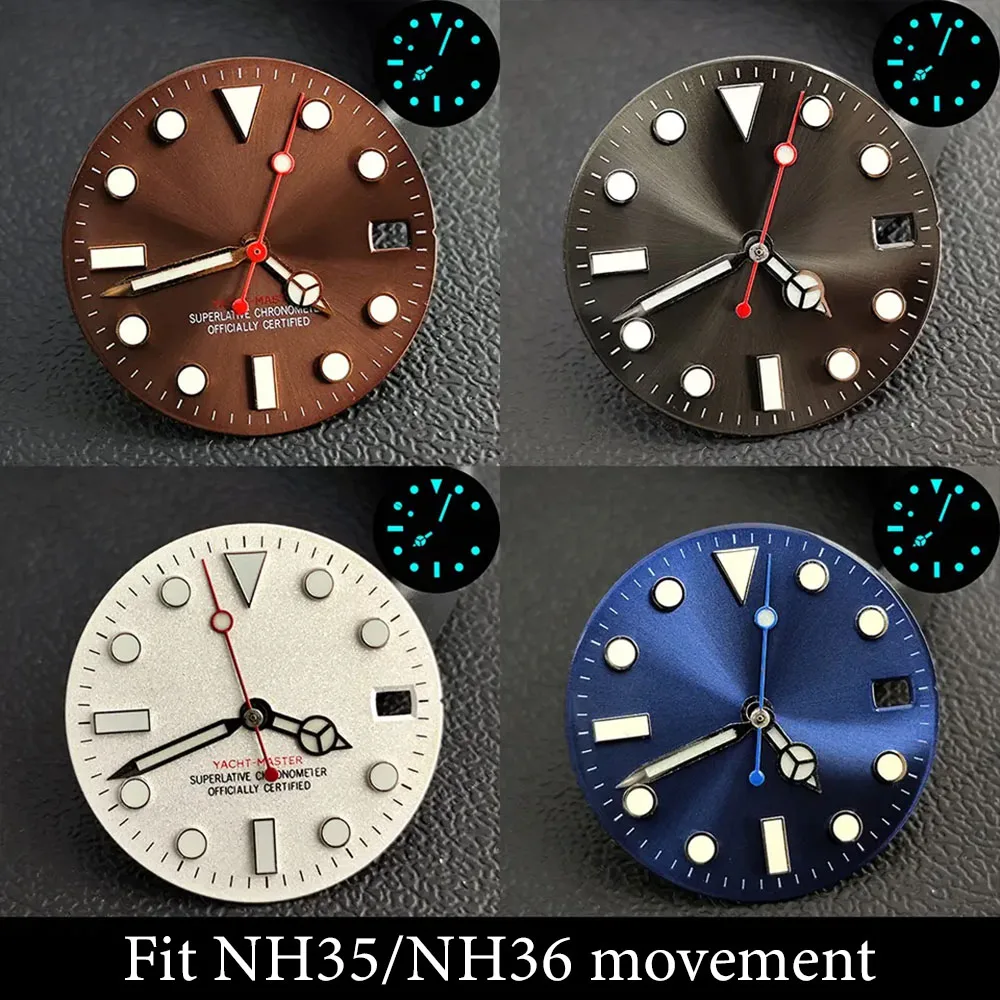 28.5mm YACHT-MASTER Dial Fit For NH34/NH35/NH36 Movement Accessories NH34 Hands Single Calendar Dial Luminous GMT Dail Watches