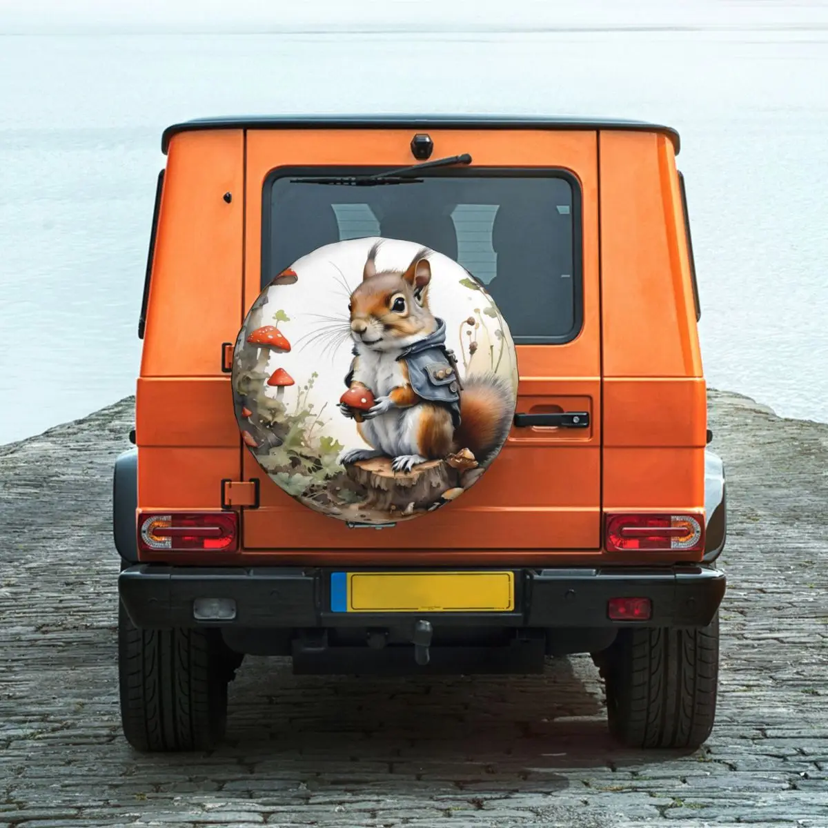 Squirrel Picking Mushrooms Spare Tire Cover for Jeep Mitsubishi SUV RV Car Wheel Protectors Accessories 14" 15" 16" 17" Inch