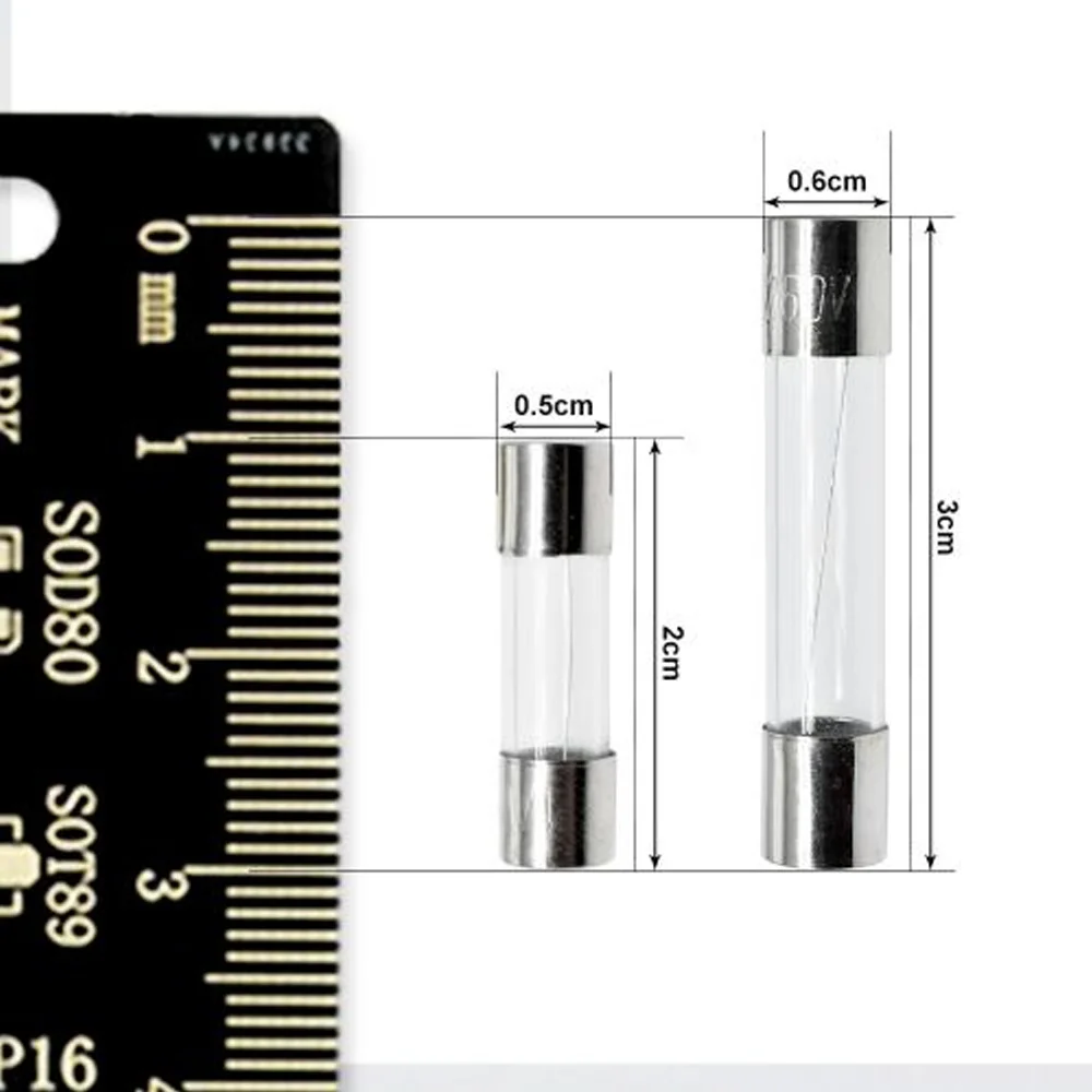 10 unids/lote 5*20mm 6*30mm fusibles de tubo de vidrio de soplado rápido 5mm x 20mm 6mm x 30mm 250V 1A 2A 3A 4A 5A 7A 8A 10A AMP fusible de soplado rápido
