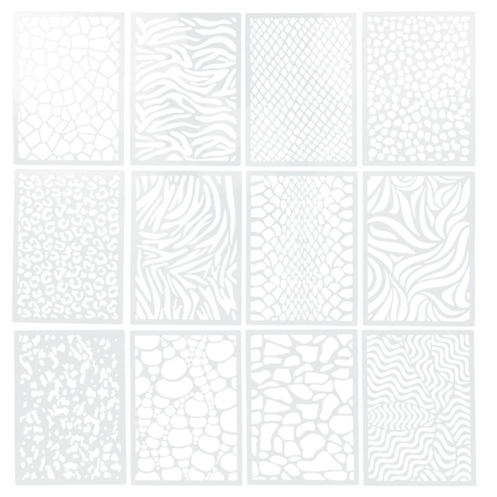 

12pcs Stencil Plastic Drawing Stencils Scrapbook Templates Plastic Stencils for DIY Wall Decoration Reusable PET