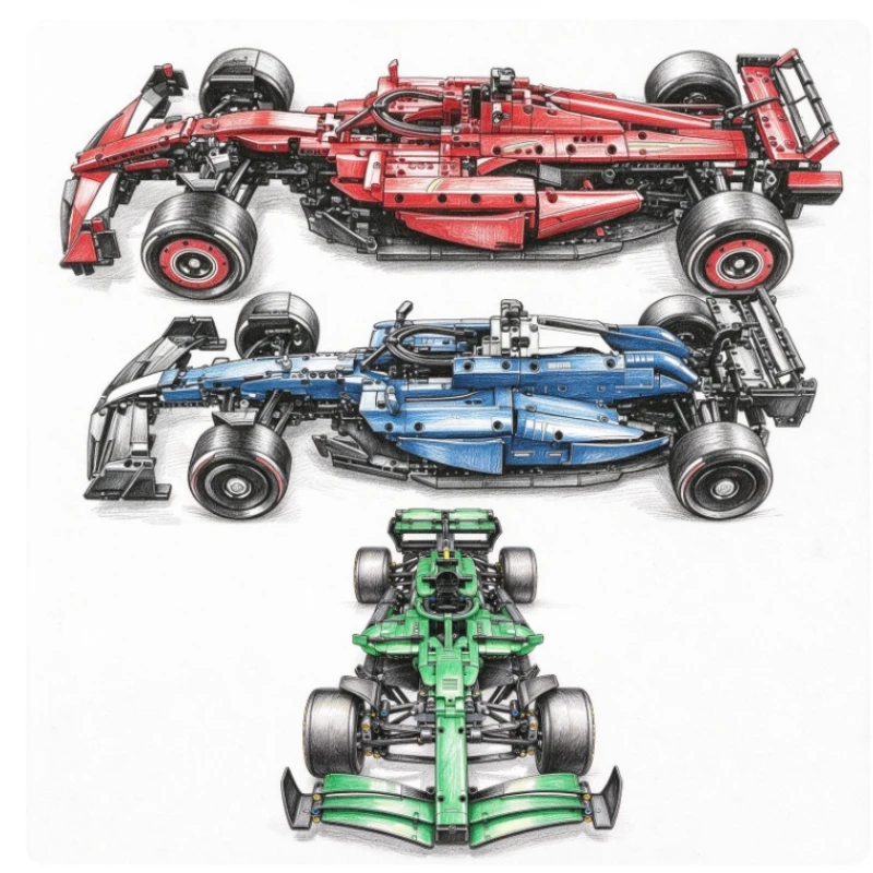 1:8 Scale New 1361/1639PCS Technical Performance SF-24 RB20 Building Blocks Car Assembly Race Car MOC Bricks Supercar Model Toys