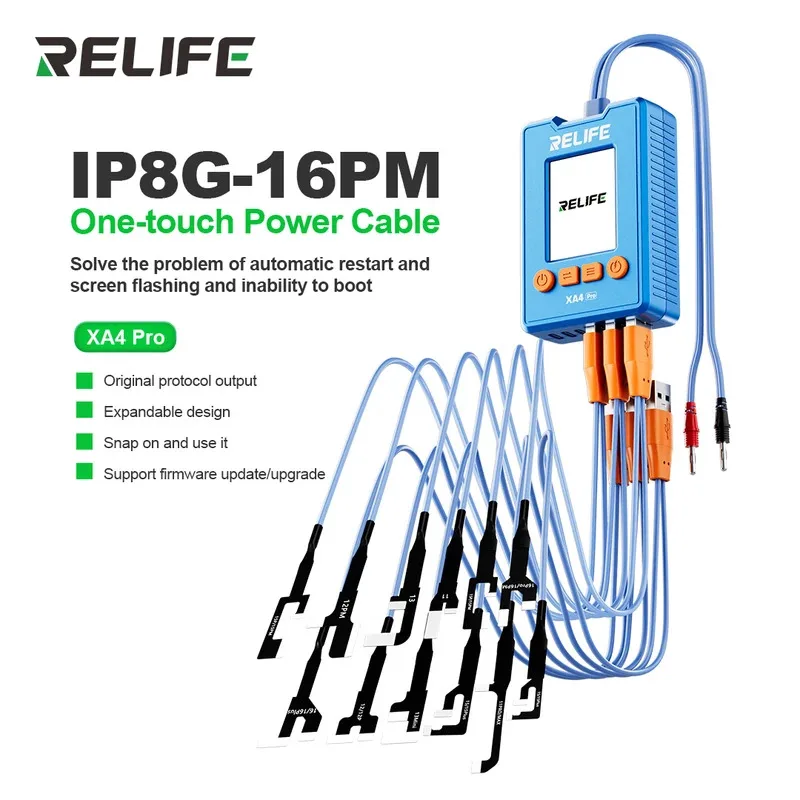 RELIFE XA4 Pro Power Boot Cable for iPhone 8G-16PM 2 Inch Display with Data Detection for Mobile Phone Repair Motherboard Test