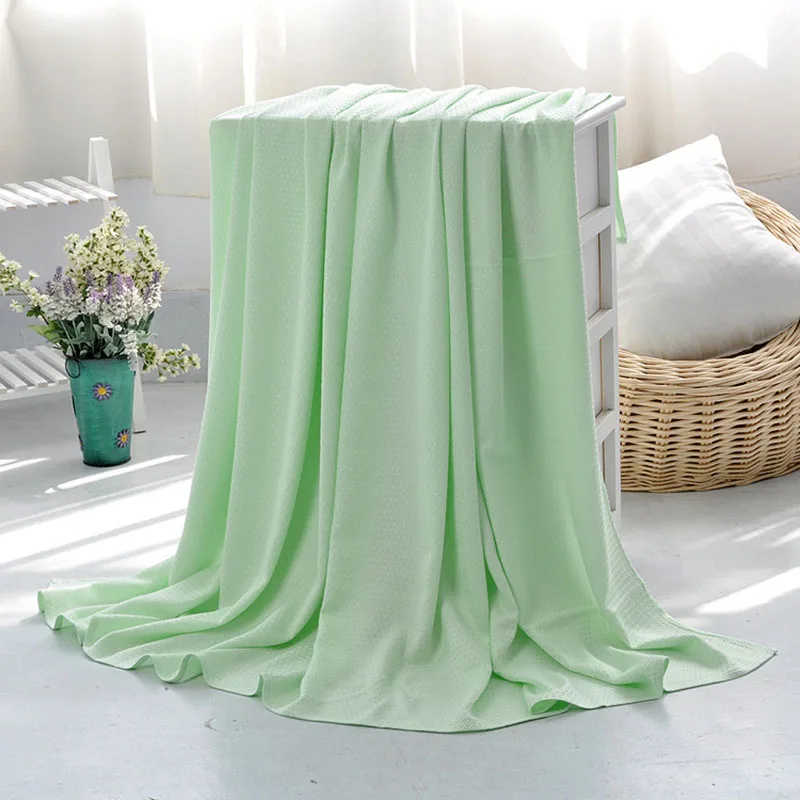 Summer Solid Bamboo Fiber Blankets Soft and Breathable Sofa Throw Blanket for Office Multifunctional Lightweight Shawl Cushion
