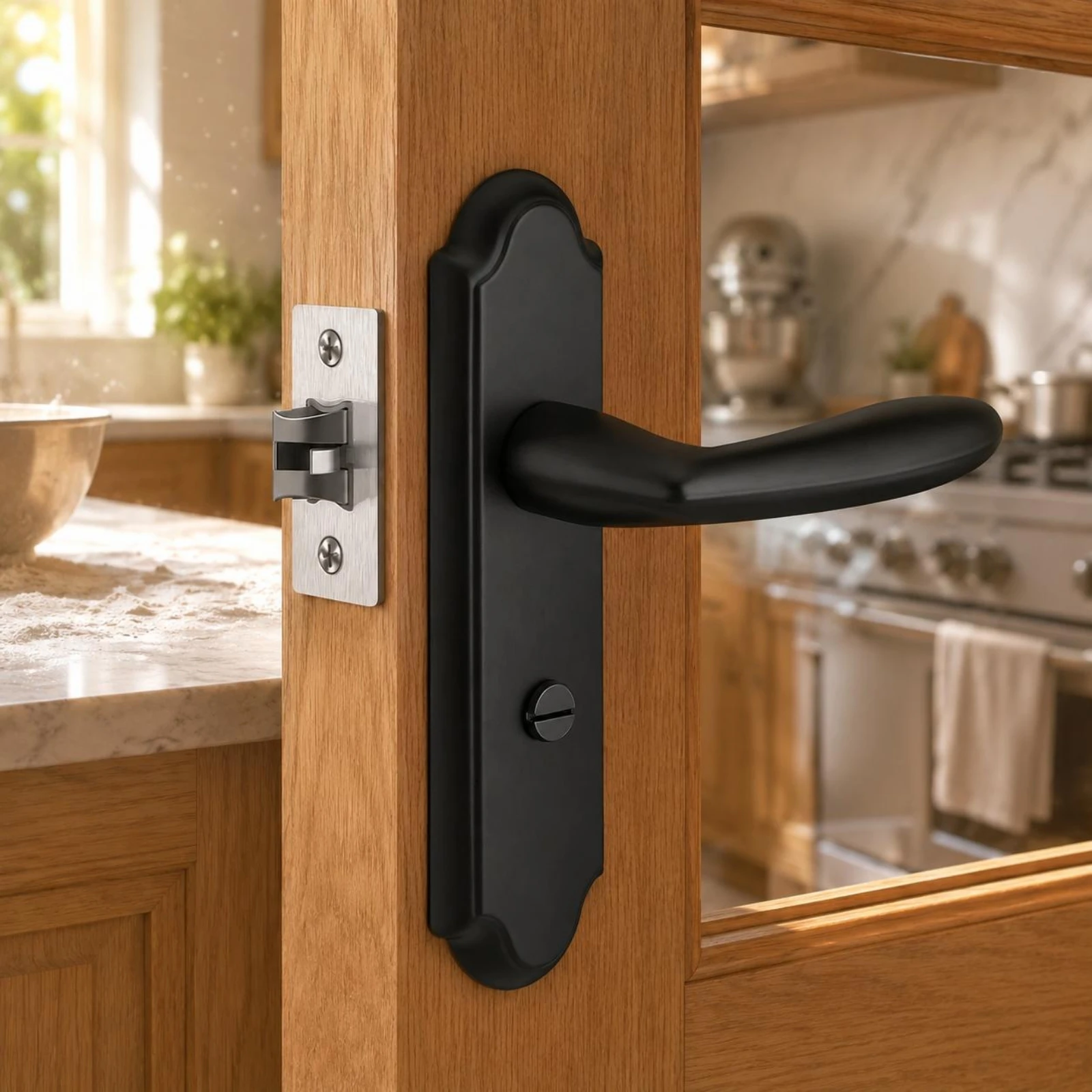 privacy-door-lock-no-keyhole-thumb-turn-lock-lever-handle-lockset-square-latch-bolt-home-hardware-125-mm-hole-spacing-for-toilet