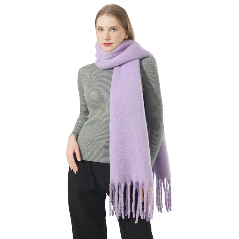 Solid Colors Fashion Luxury Brand Thicken Scarf Women Cashmere Shawls Winter Warm Scarves Soft Pashmina Neckerchief Hijab