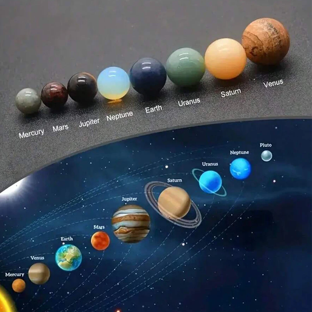 Solar System Natural Crystal Gemstones Set 9 Planets Sphere Ball Stone Galaxy Model Ornaments Gift Home Office Decor image 5