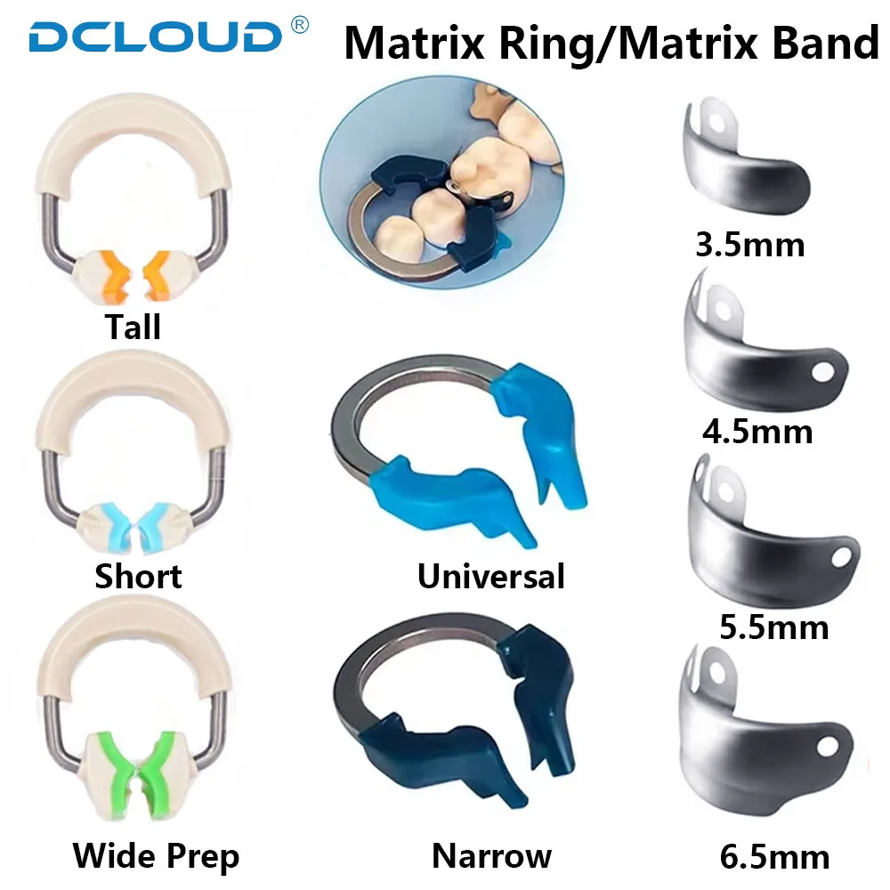 

Dental Matrix Bands Rings Sectional Contoured Matrix System NITI Metal Matrices Clamping Clip for Teeth Restoration Dentist Tool