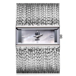 ASJ Women Quartz Watch Water Resistance Rectangle Dial Twining Chain Strap Bracelet Watch