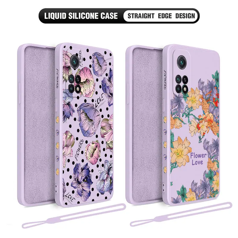 

Purple Fresh Flowers Phone Case For Xiaomi Redmi Note 12 12S 11 11S 11T 10 10A 10T 10S 9T 8 7 Pro Plus 10C 9A 9C 9T 4G 5G Cover