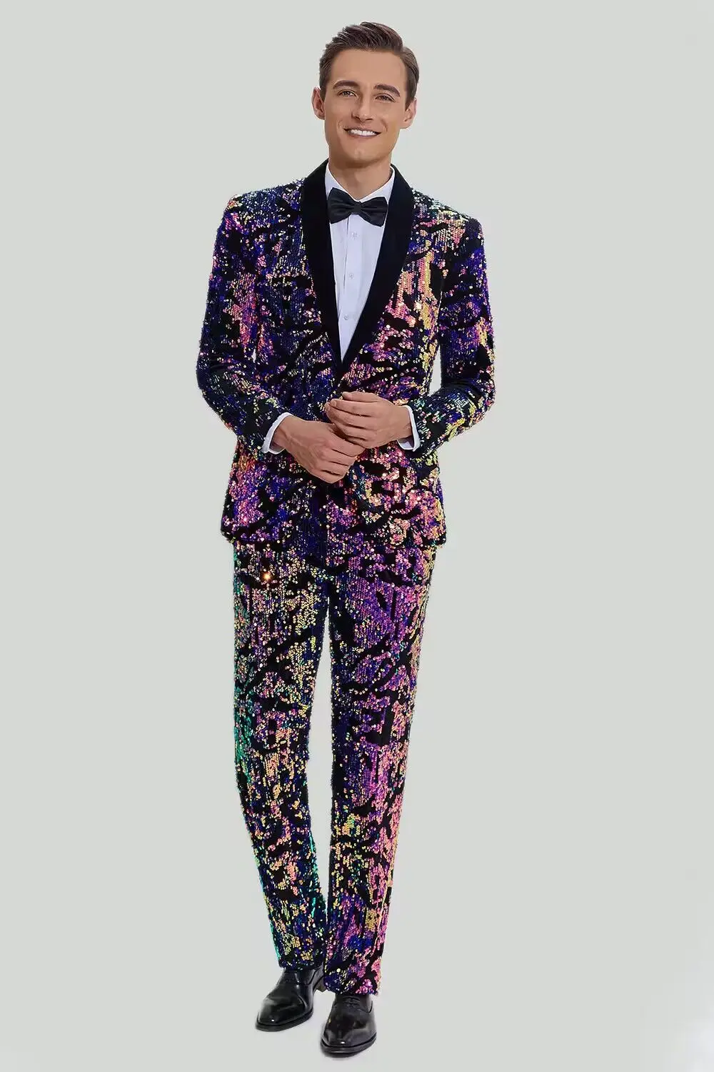 Colorful Purple Velvet Sequin Suit For Groom Wedding Banquet Host Suit Male Singer Prom Concert Stage Performance Blazer Pants