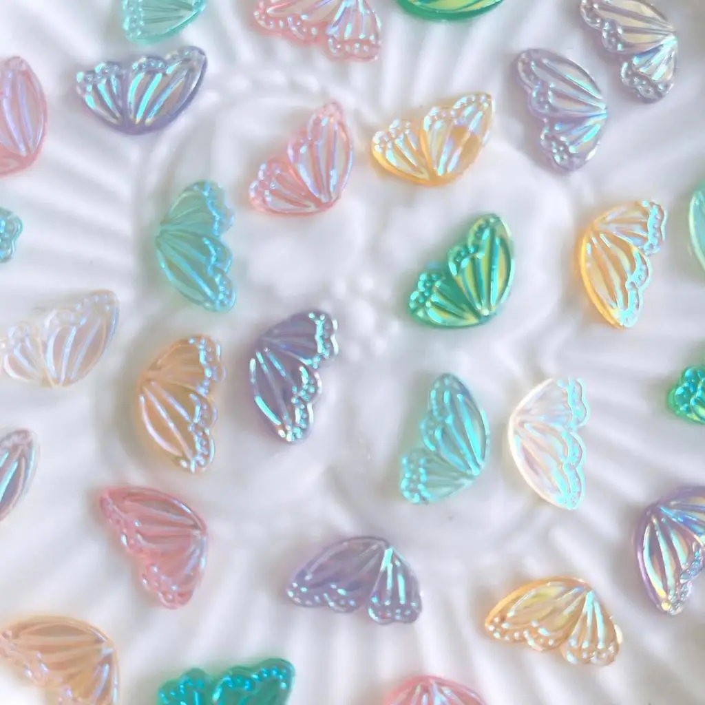

30PCS 3D Aurora Half A Butterfly Wing Nail Art Charms Accessories Resin Parts For Manicure Decor Nails Decoration Supplies Tool