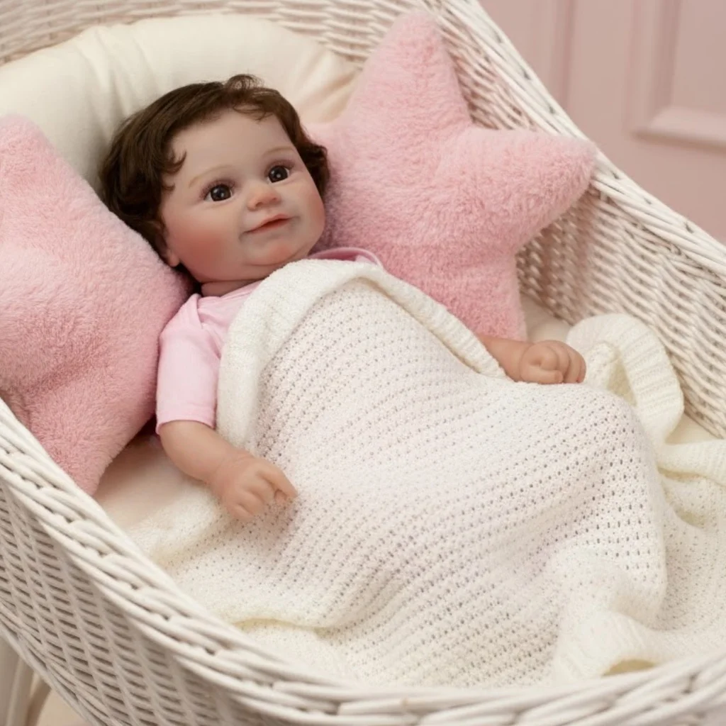 Bambola da bambina rinata realistica da 18 pollici, corpo intero, vinile morbido, neonato con ciuccio e bottiglia per capelli con viso realistico