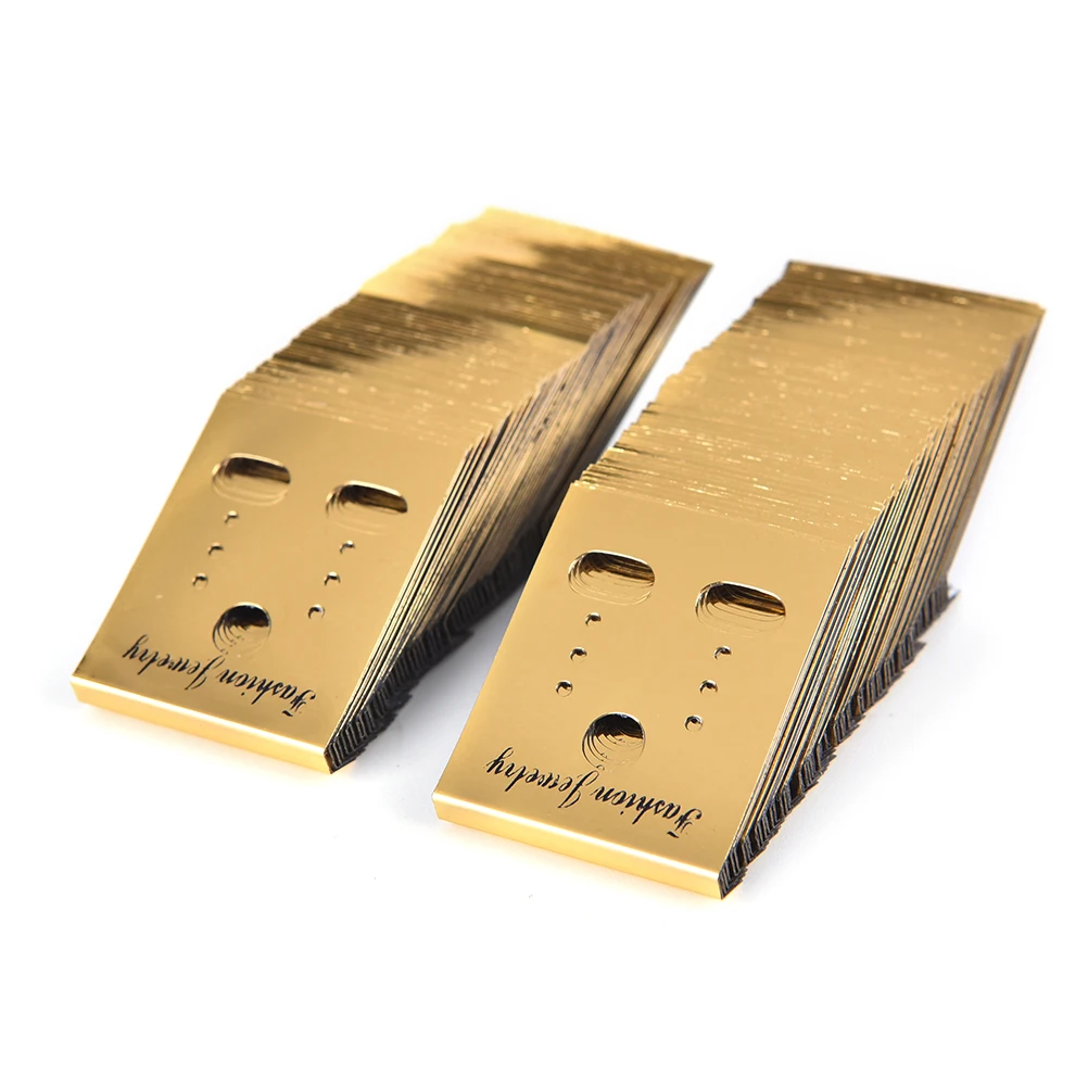 100 Stück Goldene Professionelle Kunststoff-DIY-Schmuckverpackungskarten Ohrring-Ohrstecker-Halter Display-Hängekarten – Detail 2