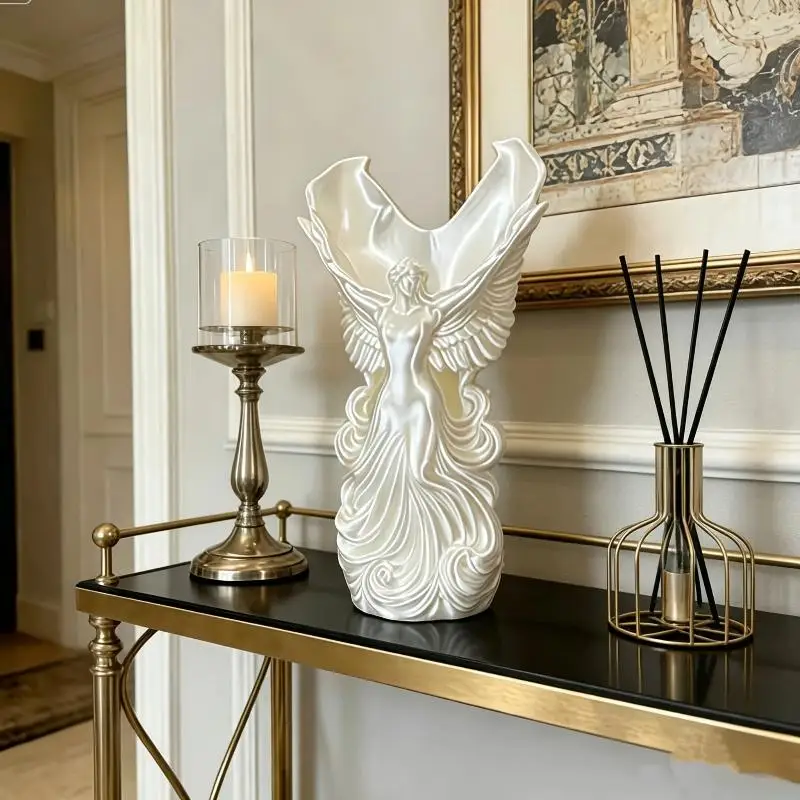 Angel-Shaped Decor Vase 1 PCS Creative Wing Design Flower Holder Romantic Ornament for Valentine's Day Gift Home Decor