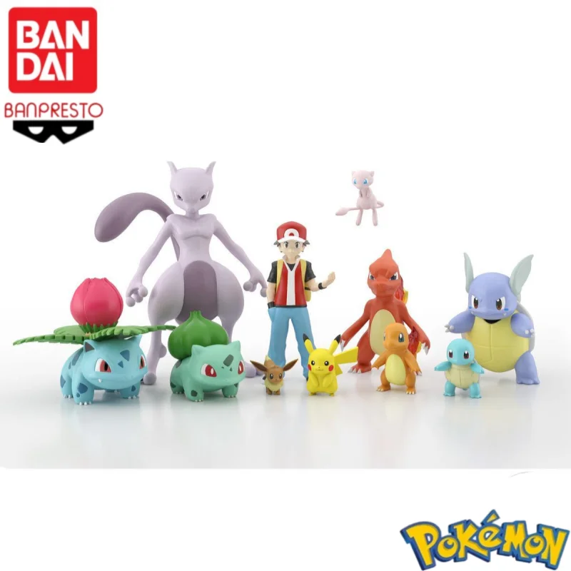 بانداي الأصلي أنيمي الشكل لعب للأطفال مقياس العالم البوكيمون Mewtwo Mew Ivysaur بيكاتشو Charmeleon Eevee Wartortle دمى هدايا