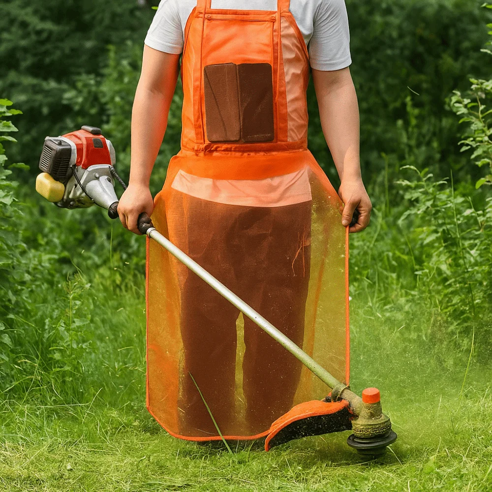 Mit Taschen Mesh Rasenmäher Schürze Vollständige Abdeckung Atmungsaktive Gartenschürze Sicherheit Leichter Garten Arbeitsanzug Rasenarbeiter