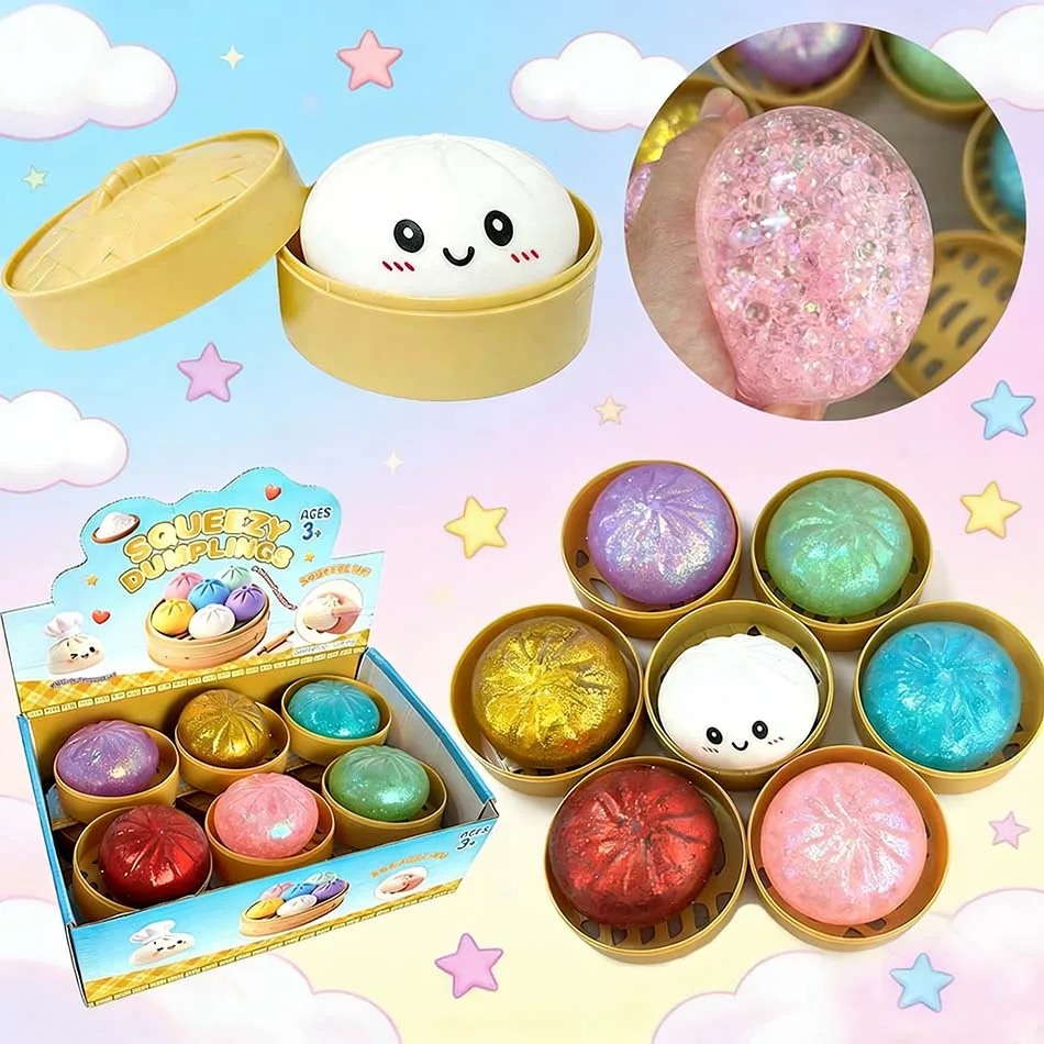 6 Farben Übergroße Regenbogen-Dumpling-Squishies, weich, sensorisch, zum Quetschen, Angstlinderung, Fidget-Stressball, ADHS, Autismus