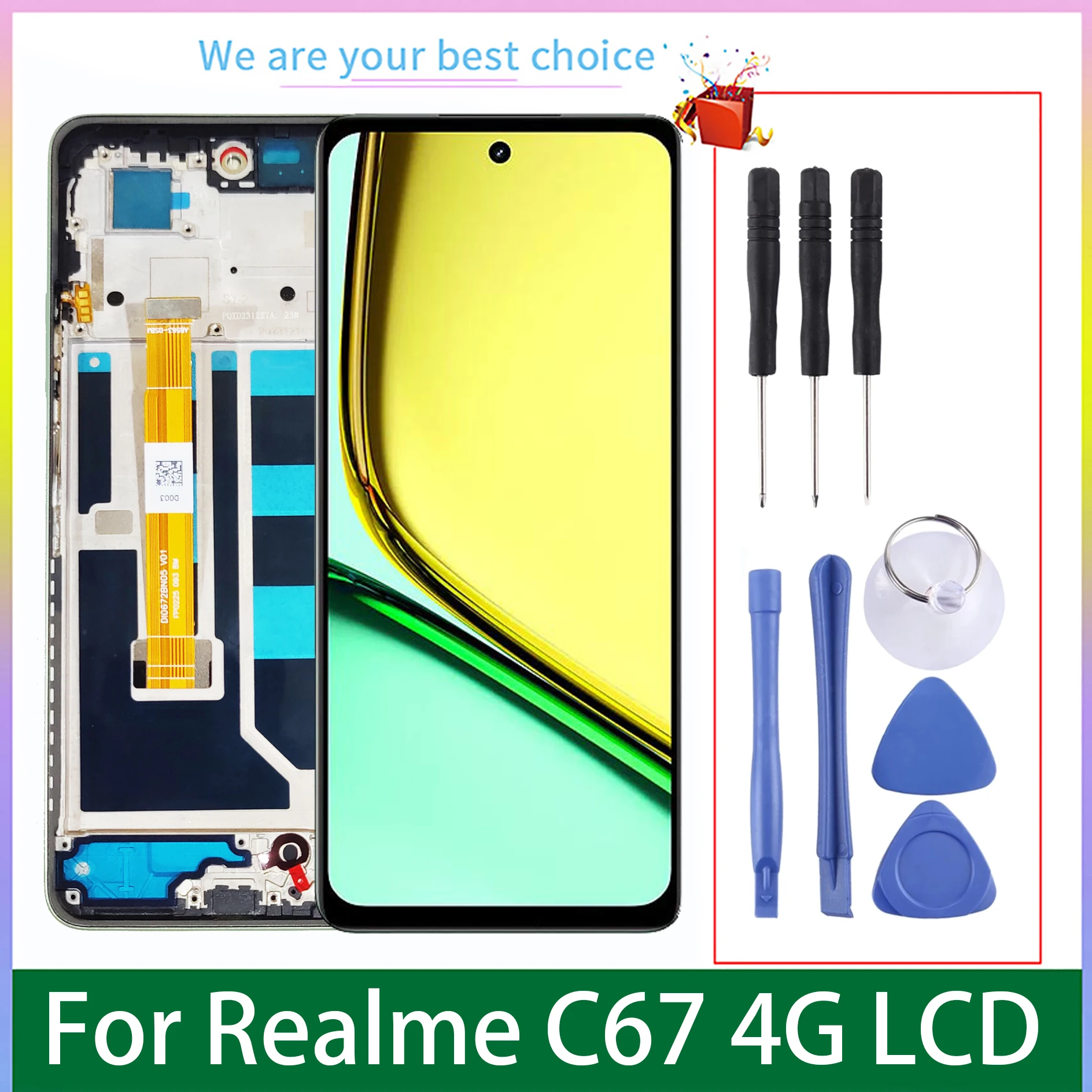 6.72인치 Realme C67 4G LCD 화면용 프레임 터치 RMX3890이 포함된 기존 디스플레이