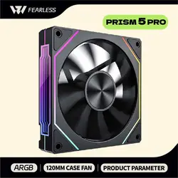 OEM PRISM 5 PRO Computer Chassis Fan 120mm 5V 3PIN ARGB 4 Pin PWM Quiet Cooling Fan 12V Large Air Volume 45.2CFM/600-1500RPM