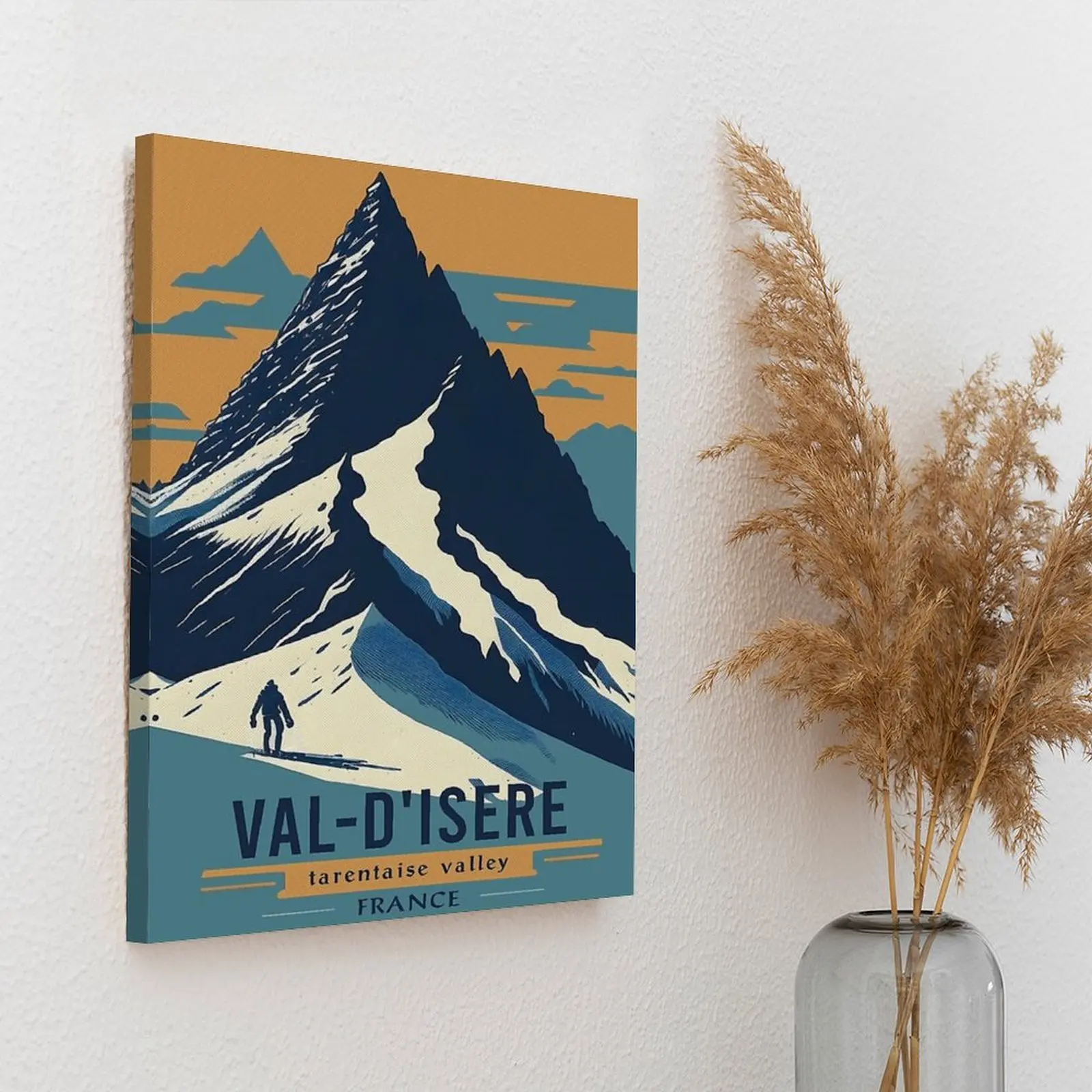 Ski Val D Isere French Alps Ski Poster Canvas Painting Wall Pub Garage Cave Printing Club French Alps Ski Framed Wall Painting - view 4