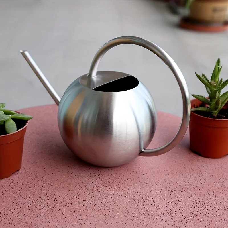 Stainless Steel Garden Watering Cans for Flowers Handheld Spherical Shape Watering Cans Vegetable Garden Funnel Watering Plants
