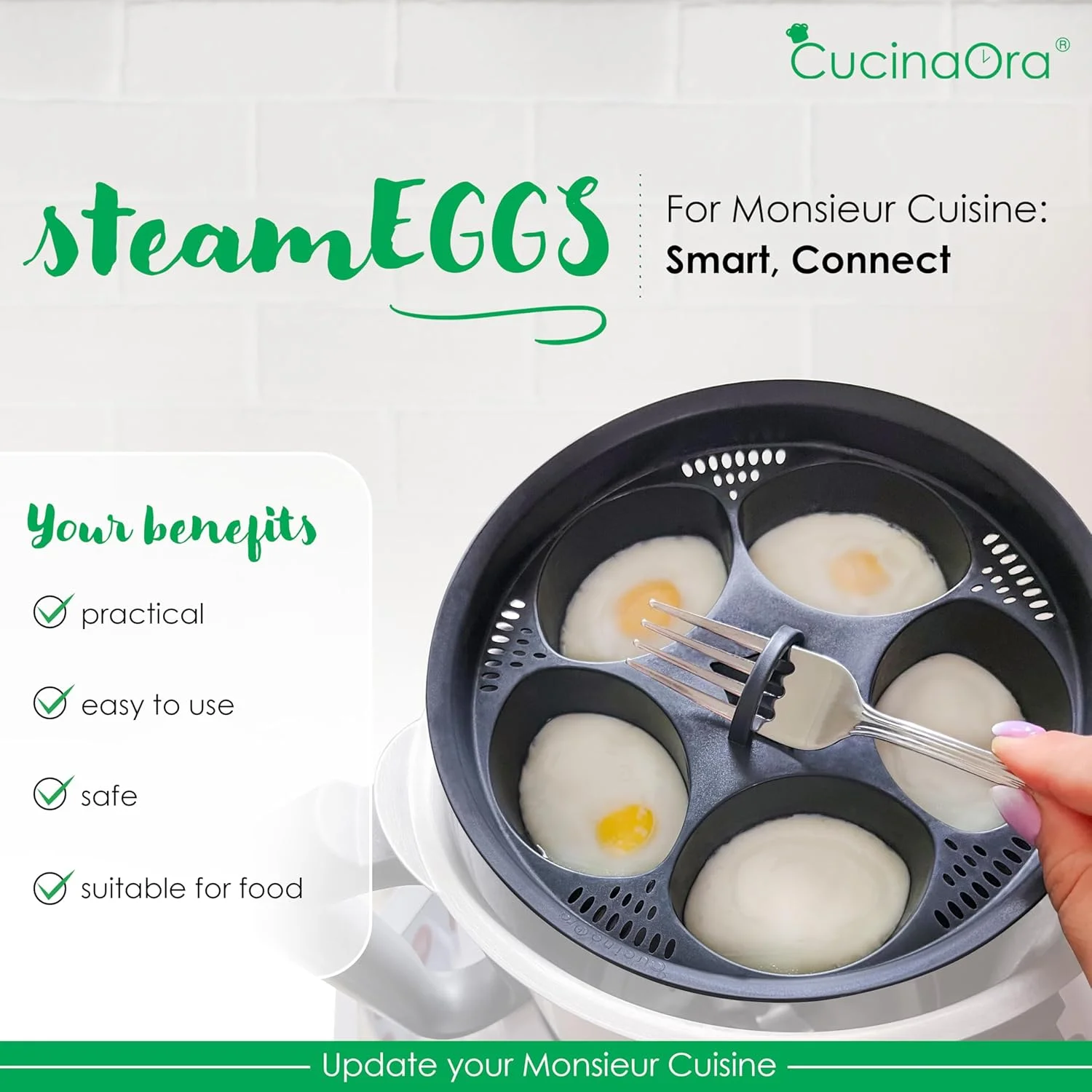 Steam Egg Cooker Insert Egg Cooker Accessory 5 Egg Moulds Compatible with MC Smart Connect Kitchen Accessories