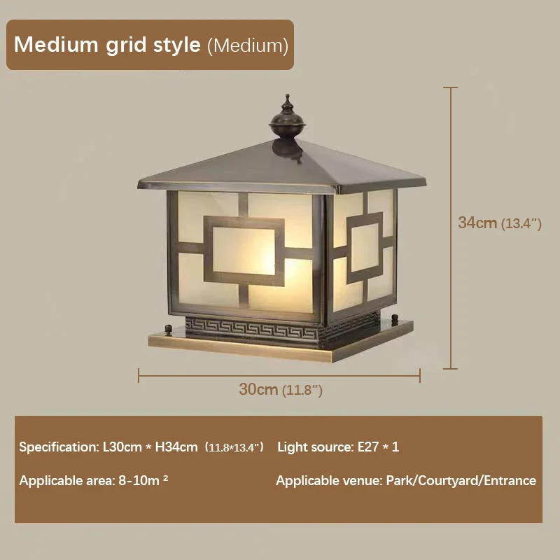 SOFITY Outdoor Electricity Post Lamp Vintage Creative Chinese Brass  Pillar Light LED Waterproof IP65 for Home Villa Courtyard